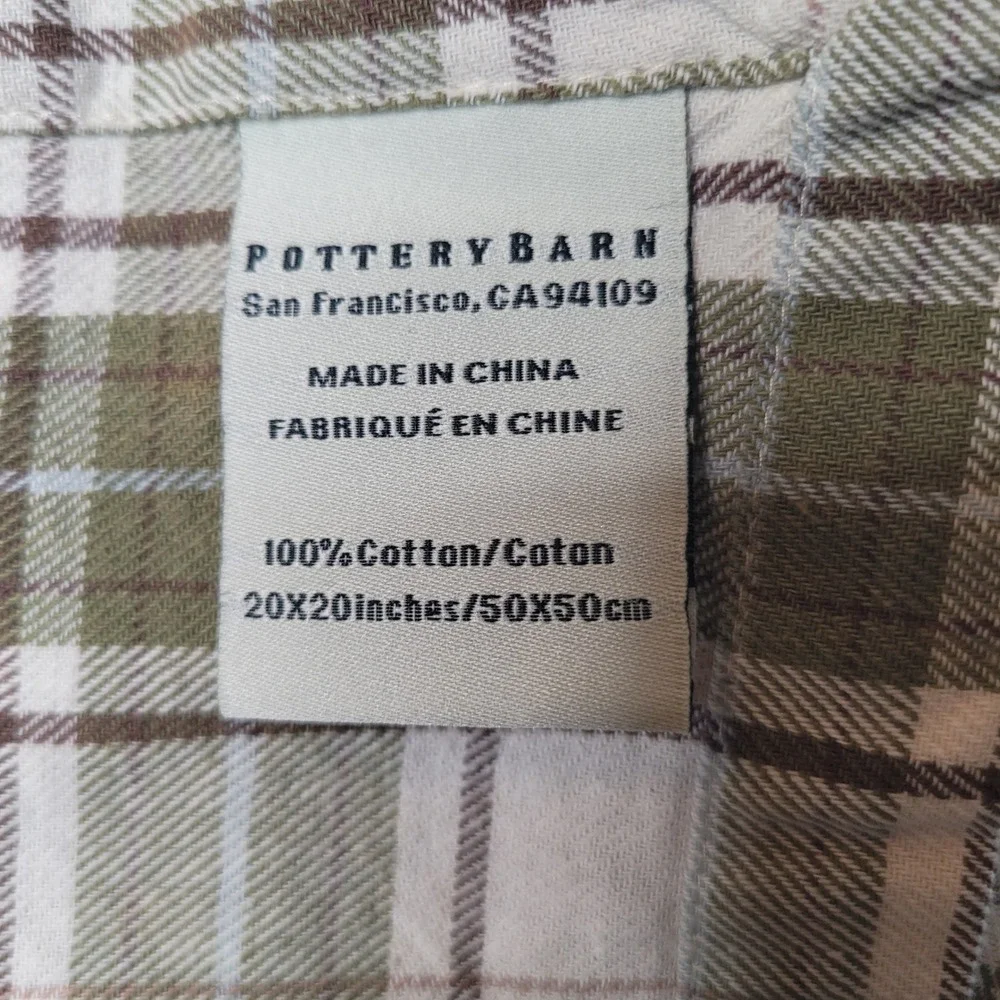 Pottery Barn 2010 Green Plaid Table Runner Placemats Napkins 9pcs Farmhouse RARE